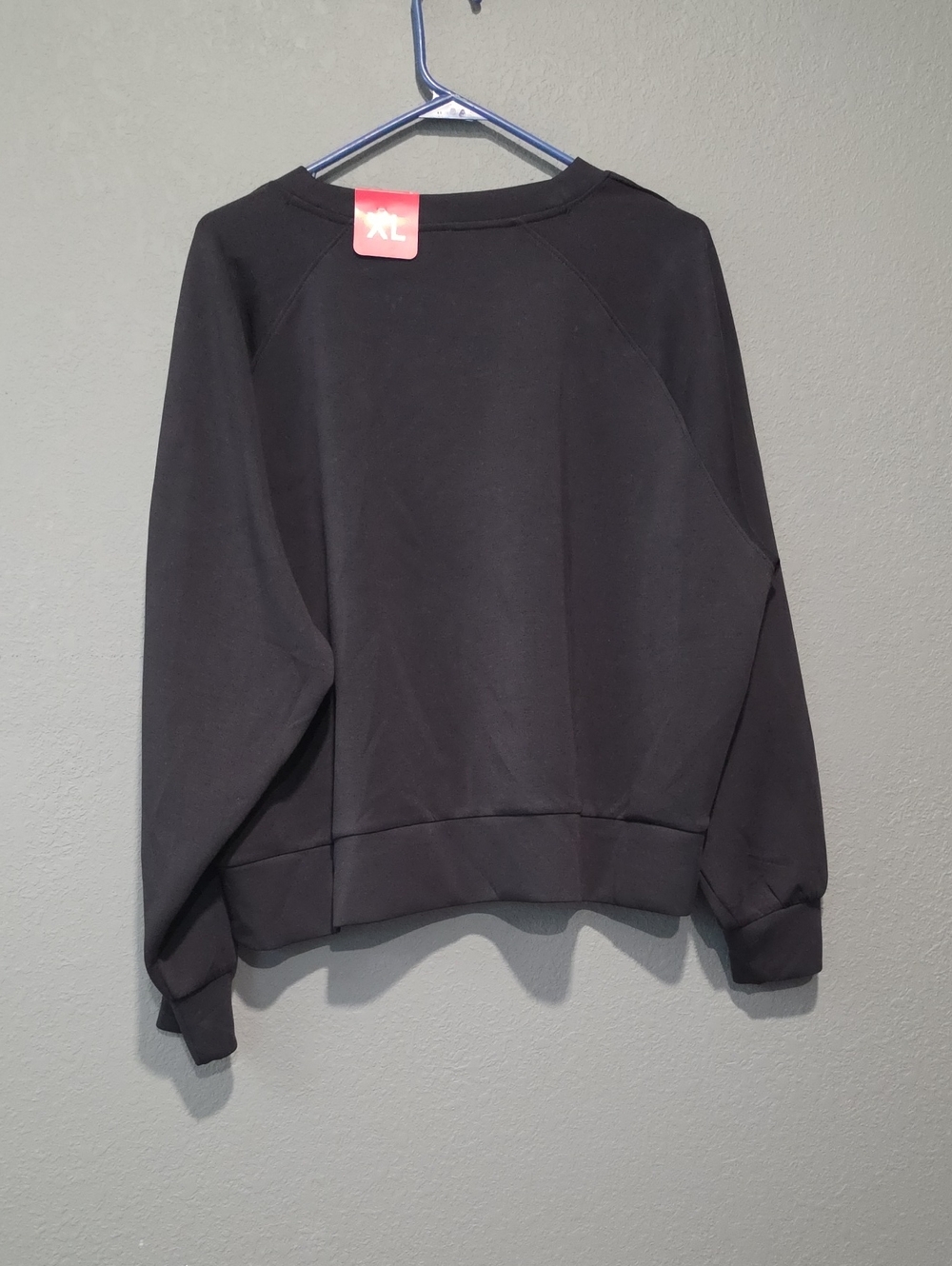 Womens Sandwash Black Crewneck Pullover